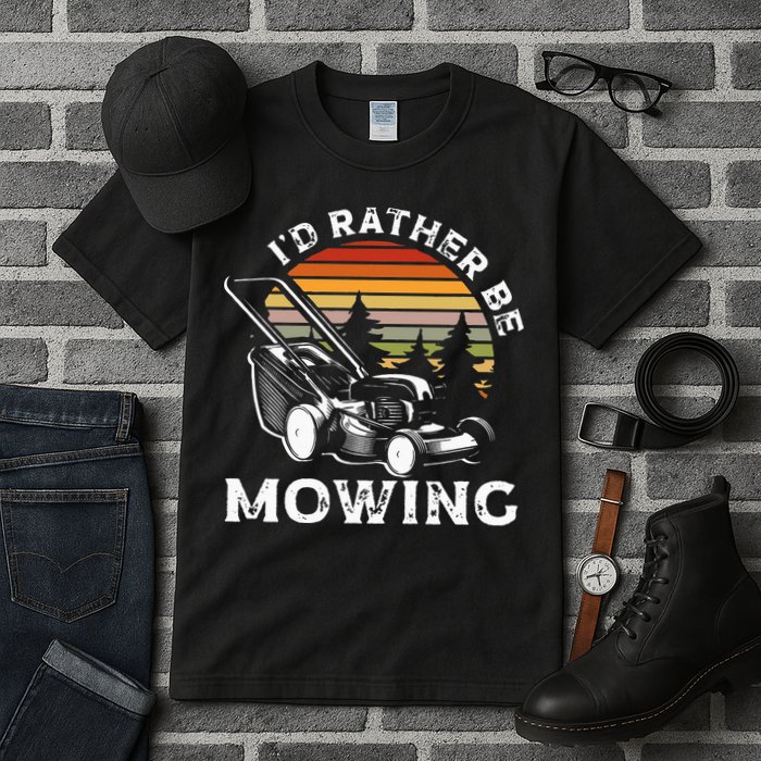 Id Rather Be Mowing Lawn Mowing Gardener Tall T-Shirt