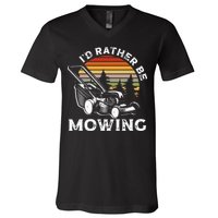 Id Rather Be Mowing Lawn Mowing Gardener V-Neck T-Shirt