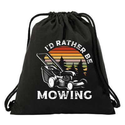 Id Rather Be Mowing Lawn Mowing Gardener Drawstring Bag