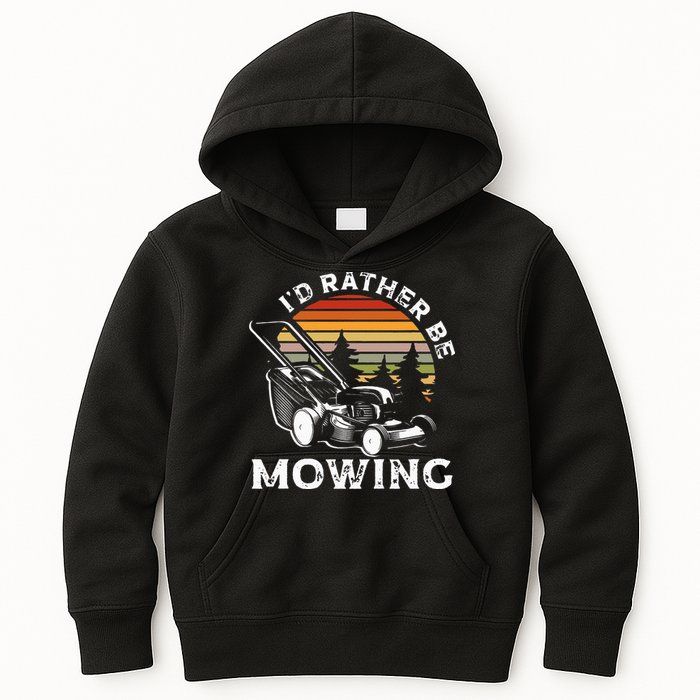 Id Rather Be Mowing Lawn Mowing Gardener Kids Hoodie