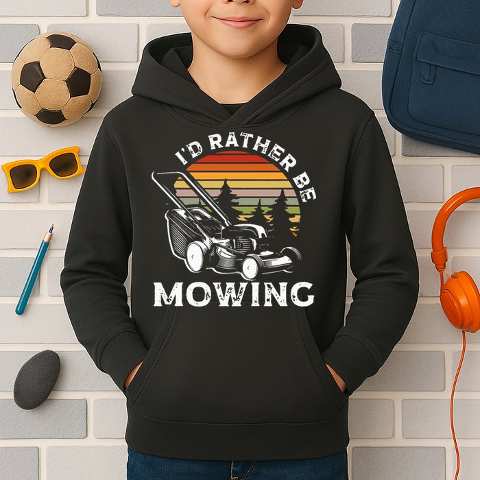 Id Rather Be Mowing Lawn Mowing Gardener Kids Hoodie