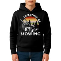 Id Rather Be Mowing Lawn Mowing Gardener Kids Hoodie