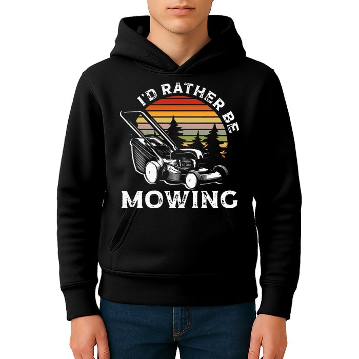 Id Rather Be Mowing Lawn Mowing Gardener Kids Hoodie