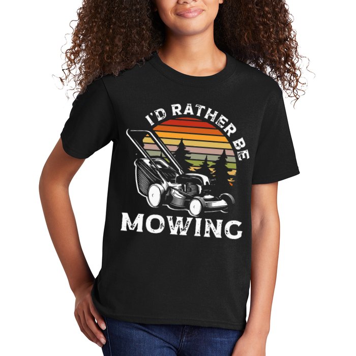 Id Rather Be Mowing Lawn Mowing Gardener Kids T-Shirt
