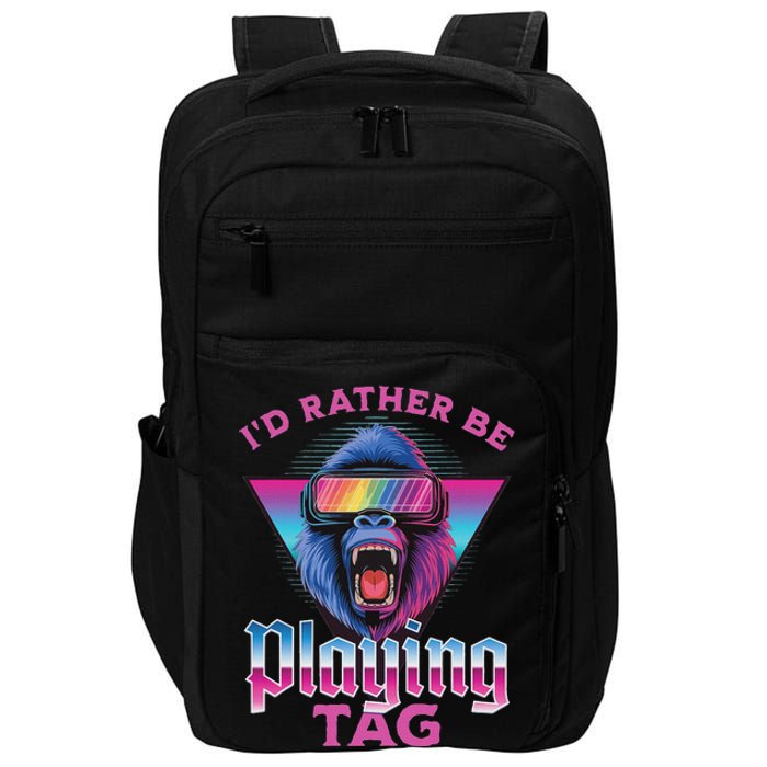 ID Rather Be Playing Tag Gorilla Vr Monke Gamer Impact Tech Backpack