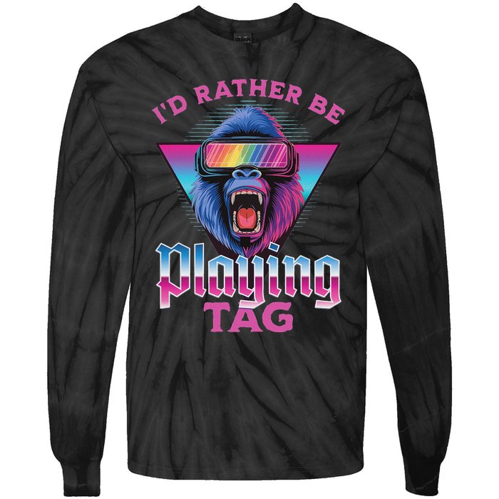 ID Rather Be Playing Tag Gorilla Vr Monke Gamer Tie-Dye Long Sleeve Shirt