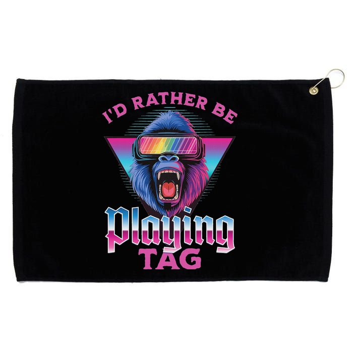 ID Rather Be Playing Tag Gorilla Vr Monke Gamer Grommeted Golf Towel