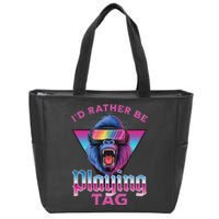 ID Rather Be Playing Tag Gorilla Vr Monke Gamer Zip Tote Bag