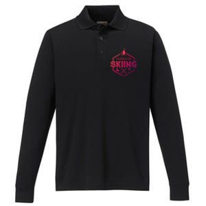 Id Rather Be Skiing Winter Snow Ski Lover Cool Gift Performance Long Sleeve Polo