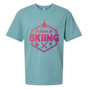 Id Rather Be Skiing Winter Snow Ski Lover Cool Gift Sueded Cloud Jersey T-Shirt