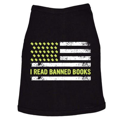 I Read Banned Books Retro Usa Flag Reading Librarian Reader Doggie Tank