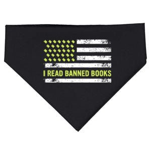 I Read Banned Books Retro Usa Flag Reading Librarian Reader USA-Made Doggie Bandana