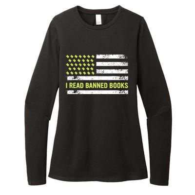 I Read Banned Books Retro Usa Flag Reading Librarian Reader Womens CVC Long Sleeve Shirt