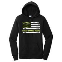 I Read Banned Books Retro Usa Flag Reading Librarian Reader Women's Pullover Hoodie