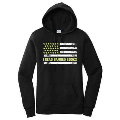 I Read Banned Books Retro Usa Flag Reading Librarian Reader Women's Pullover Hoodie