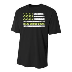 I Read Banned Books Retro Usa Flag Reading Librarian Reader Youth Performance Sprint T-Shirt