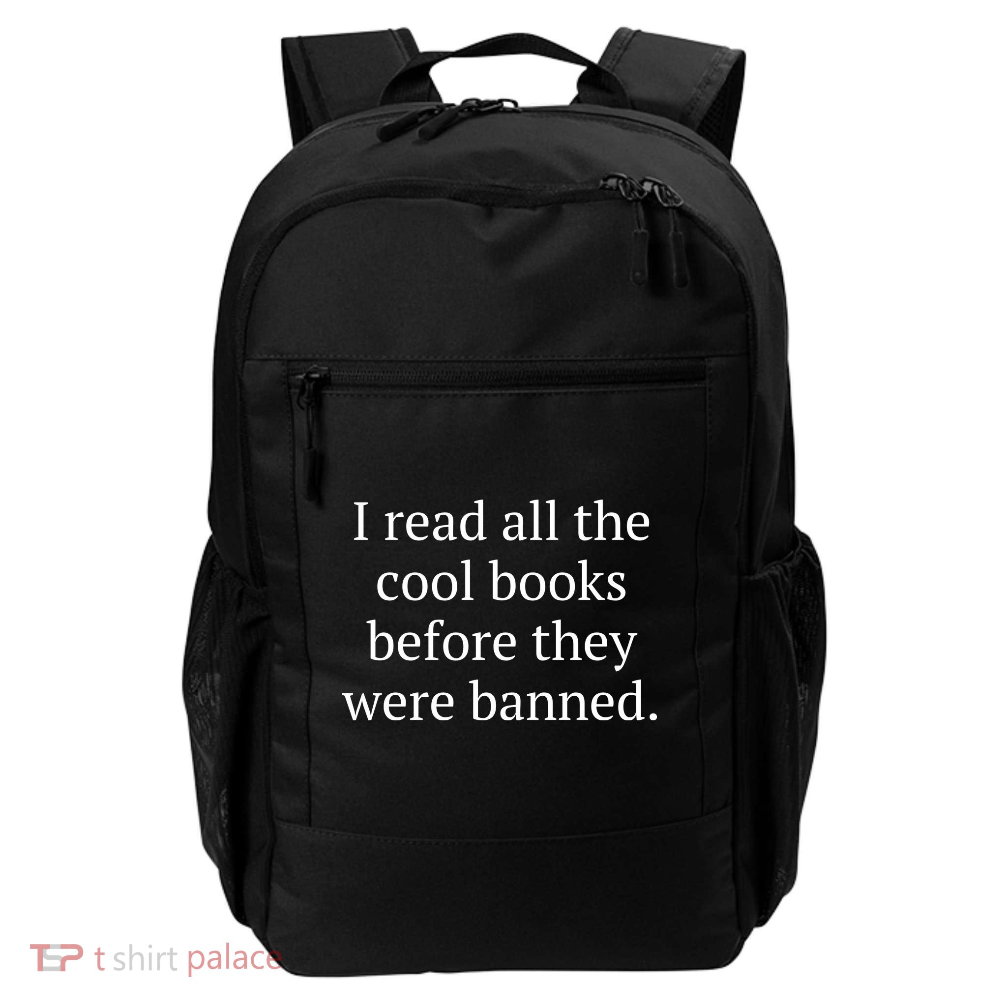 I Read Banned Books Cool Old Bibliophile Daily Commute Backpack