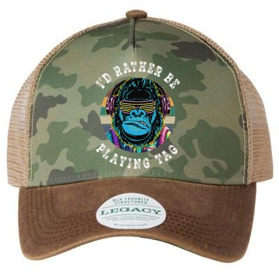 ID Rather Be Playing Tag Gorilla Monke Tag Gorilla Vr Gamer Gift Legacy Tie Dye Trucker Hat