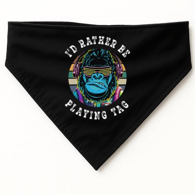 ID Rather Be Playing Tag Gorilla Monke Tag Gorilla Vr Gamer Gift USA-Made Doggie Bandana