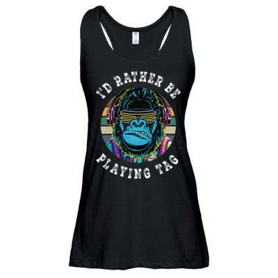 ID Rather Be Playing Tag Gorilla Monke Tag Gorilla Vr Gamer Gift Ladies Essential Flowy Tank