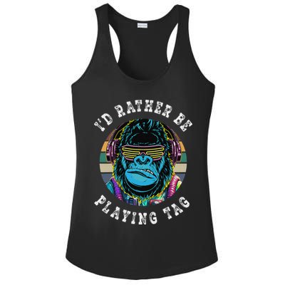 ID Rather Be Playing Tag Gorilla Monke Tag Gorilla Vr Gamer Gift Ladies PosiCharge Competitor Racerback Tank