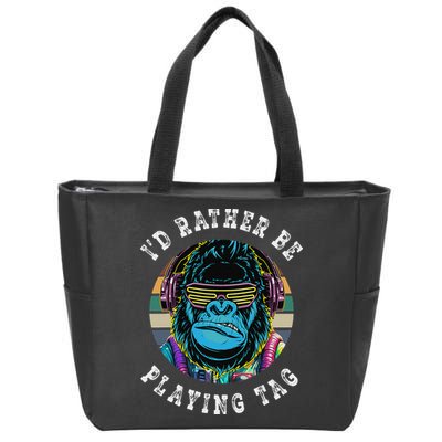 ID Rather Be Playing Tag Gorilla Monke Tag Gorilla Vr Gamer Gift Zip Tote Bag
