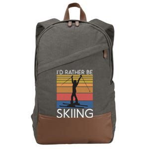 Id Rather Be Skiing Snow Winter Sport Skier Meaningful Gift Cotton Canvas Backpack