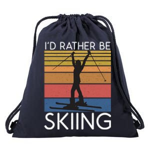 Id Rather Be Skiing Snow Winter Sport Skier Meaningful Gift Drawstring Bag