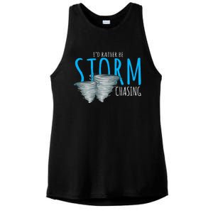 ID Rather Be Storm Chasing Tornado Chaser Ladies PosiCharge Tri-Blend Wicking Tank