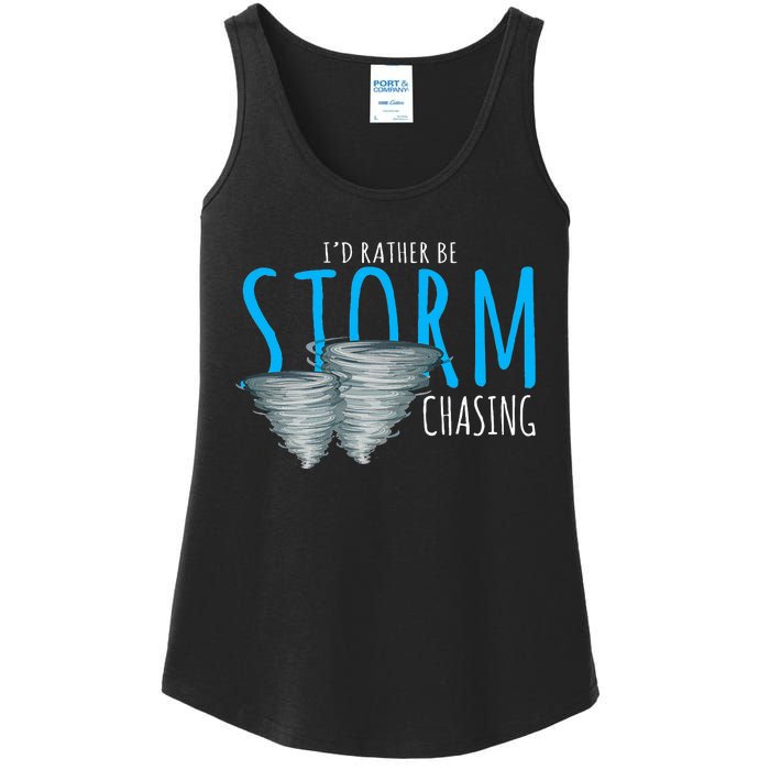 ID Rather Be Storm Chasing Tornado Chaser Ladies Essential Tank