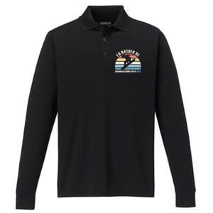 Id Rather Be Snowboarding With Dad Fathers Day Gift Cool Gift Performance Long Sleeve Polo