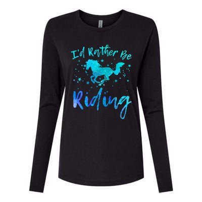 I'd Rather Be Riding Funny Horse Equestrian Rider Graphic Gift Womens Cotton Relaxed Long Sleeve T-Shirt