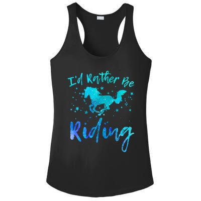 I'd Rather Be Riding Funny Horse Equestrian Rider Graphic Gift Ladies PosiCharge Competitor Racerback Tank