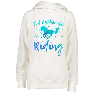 I'd Rather Be Riding Funny Horse Equestrian Rider Graphic Gift Womens Funnel Neck Pullover Hood