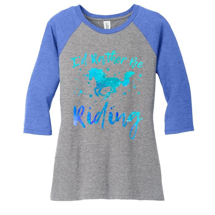 I'd Rather Be Riding Funny Horse Equestrian Rider Graphic Gift Women's Tri-Blend 3/4-Sleeve Raglan Shirt