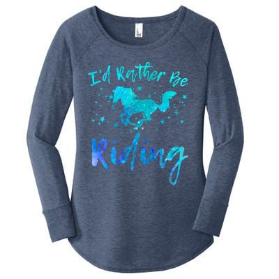 I'd Rather Be Riding Funny Horse Equestrian Rider Graphic Gift Women's Perfect Tri Tunic Long Sleeve Shirt