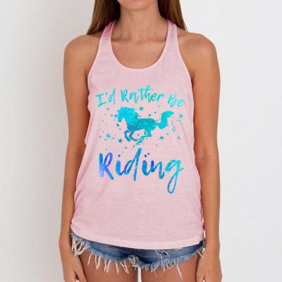 I'd Rather Be Riding Funny Horse Equestrian Rider Graphic Gift Women's Knotted Racerback Tank