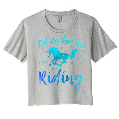 I'd Rather Be Riding Funny Horse Equestrian Rider Graphic Gift Women's Crop Top Tee