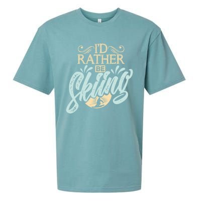 Id Rather Be Skiing Funny Snow Skiing Gift Sueded Cloud Jersey T-Shirt