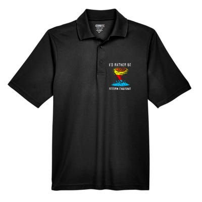 ID Rather Be Storm Chasing Tornado Hurricane Weather Chaser Men's Origin Performance Pique Polo