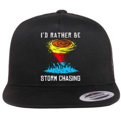 ID Rather Be Storm Chasing Tornado Hurricane Weather Chaser Flat Bill Trucker Hat