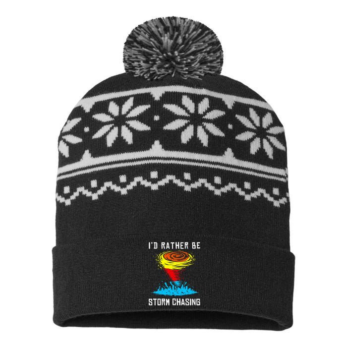 ID Rather Be Storm Chasing Tornado Hurricane Weather Chaser USA-Made Snowflake Beanie