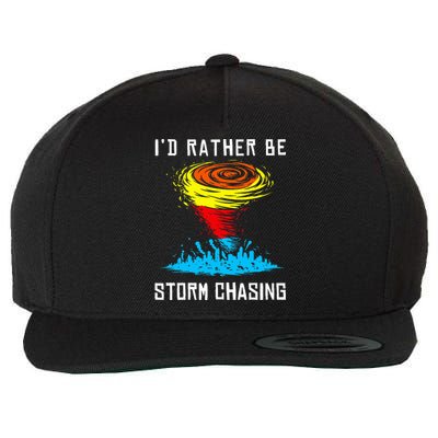 ID Rather Be Storm Chasing Tornado Hurricane Weather Chaser Wool Snapback Cap