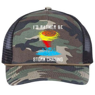 ID Rather Be Storm Chasing Tornado Hurricane Weather Chaser Retro Rope Trucker Hat Cap