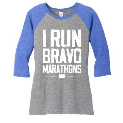 I Run Bravo Marathon Running Runner Sprinter 5k 10k Race Gift Women's Tri-Blend 3/4-Sleeve Raglan Shirt