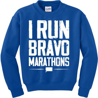 I Run Bravo Marathon Running Runner Sprinter 5k 10k Race Gift Kids Sweatshirt