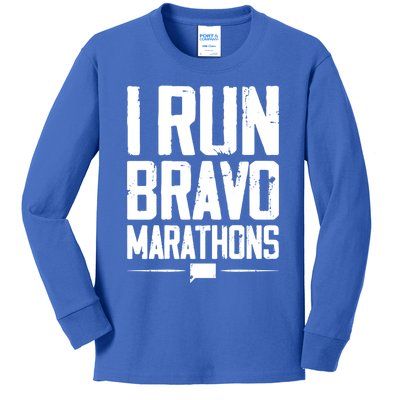 I Run Bravo Marathon Running Runner Sprinter 5k 10k Race Gift Kids Long Sleeve Shirt