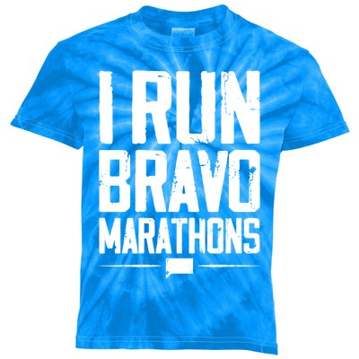 I Run Bravo Marathon Running Runner Sprinter 5k 10k Race Gift Kids Tie-Dye T-Shirt