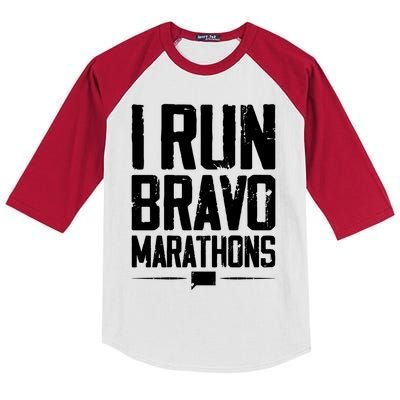 I Run Bravo Marathon Running Runner Sprinter 5k 10k Race Gift Kids Colorblock Raglan Jersey