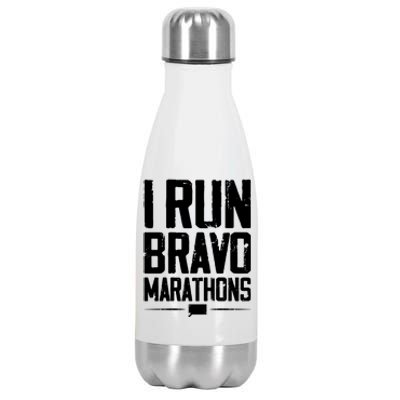 I Run Bravo Marathon Running Runner Sprinter 5k 10k Race Gift Stainless Steel Insulated Water Bottle